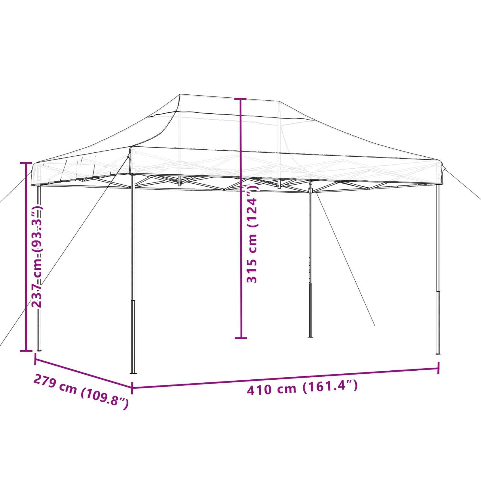 vidaXL Σκηνή Πάρτυ 279 x 410 x 315 εκ. Μπορντό Ύφασμα Όξφορντ - Image 11