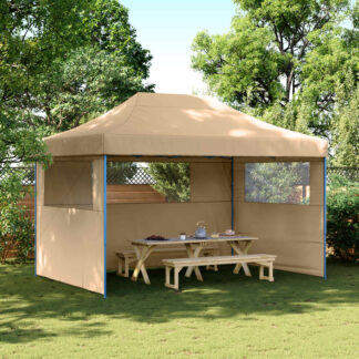 vidaXL Σκηνή Πάρτυ 279 x 410 x 315 εκ. Μπεζ Ύφασμα Όξφορντ