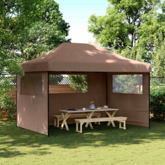 vidaXL Σκηνή Πάρτυ 279 x 410 x 315 εκ. Καφέ Ύφασμα Όξφορντ