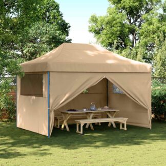 vidaXL Σκηνή Πάρτυ 279 x 410 x 315 εκ. Μπεζ Ύφασμα Όξφορντ