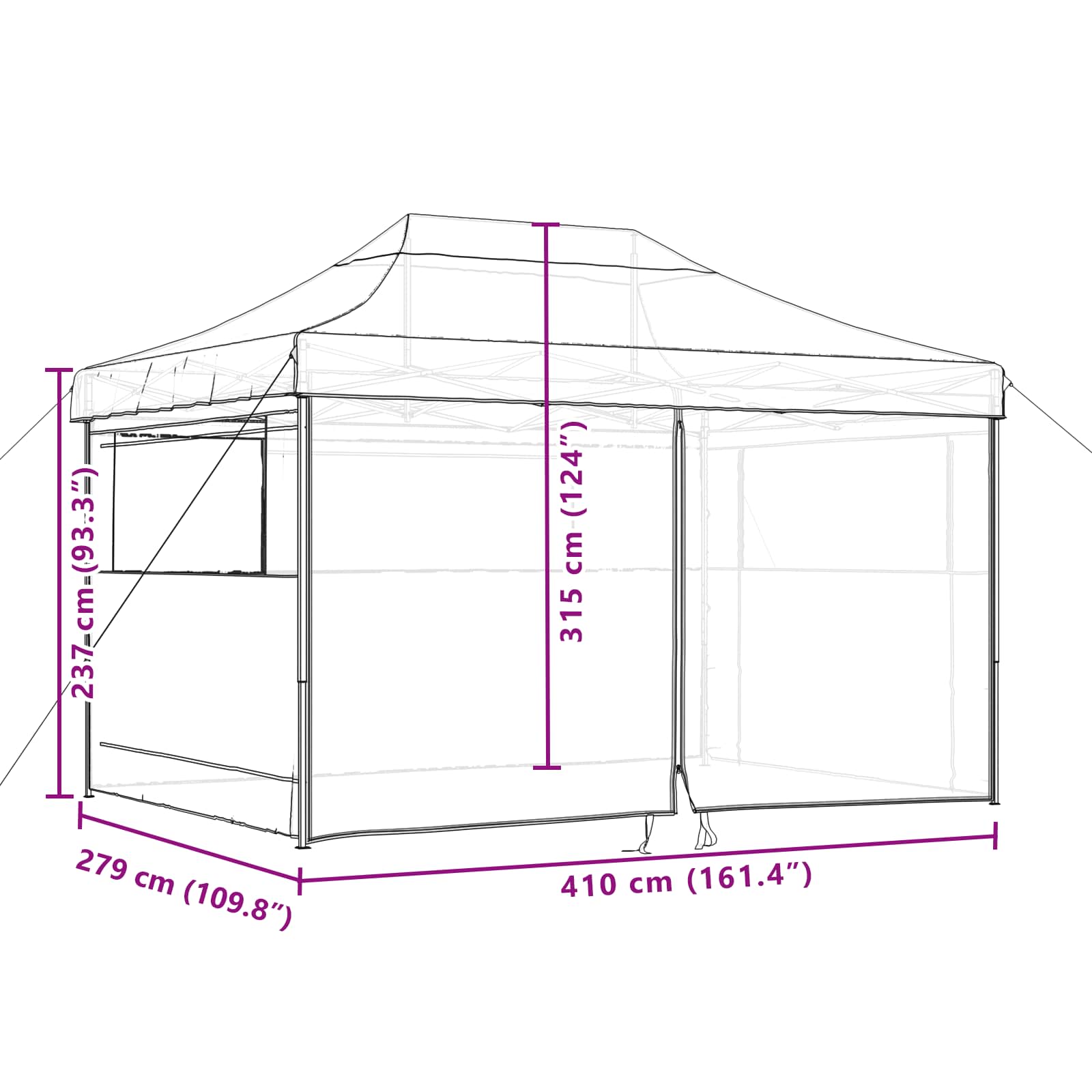 vidaXL Σκηνή Πάρτυ 279 x 410 x 315 εκ. Μαύρο Ύφασμα Όξφορντ - Image 12