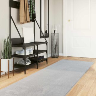vidaXL Χαλί HUARTE Γκρι 80 x 750 cm 100% Πολυεστέρας Επίπεδος