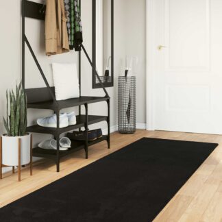 vidaXL Χαλί HUARTE Μαύρο 80 x 300 cm 100% Πολυεστέρας Επίπεδος