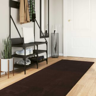 vidaXL Χαλί HUARTE Καφέ 80 x 500 cm 100% Πολυεστέρας Επίπεδος