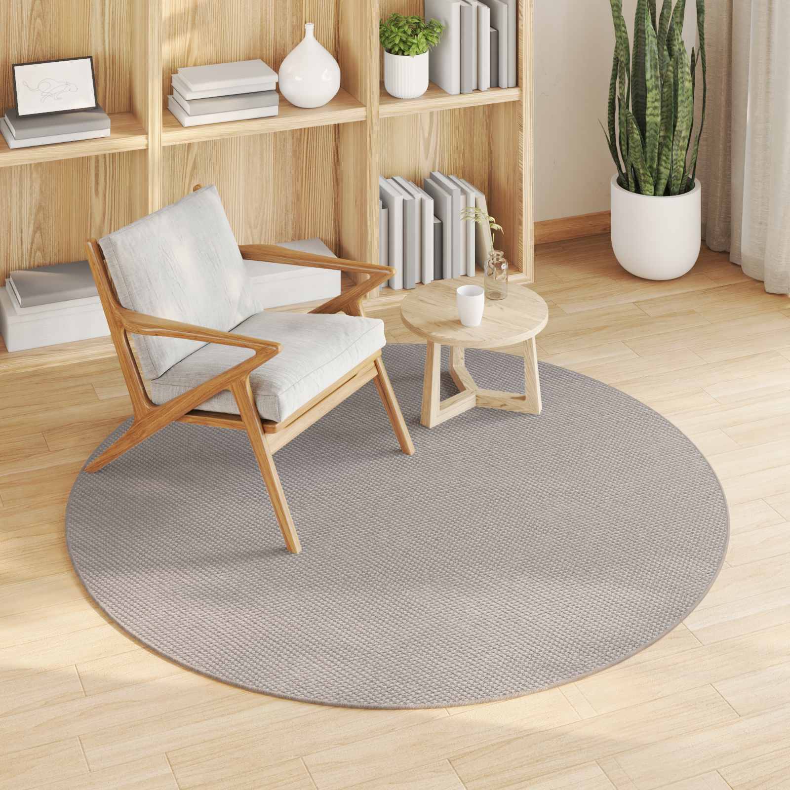vidaXL Χαλί εσωτερικού χώρου LUGO Κρέμα και Ταπεί Ø 160 cm Πολυεστέρας - Image 3