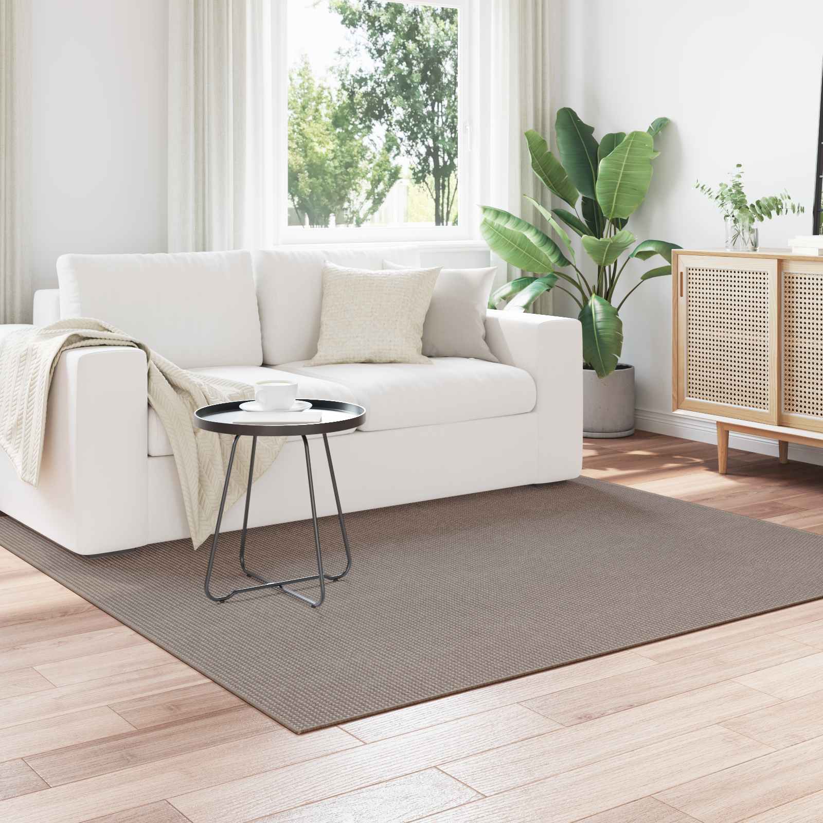 vidaXL Χαλί εσωτερικού χώρου LUGO Κρέμα και Ταπεί 120 x 120 cm