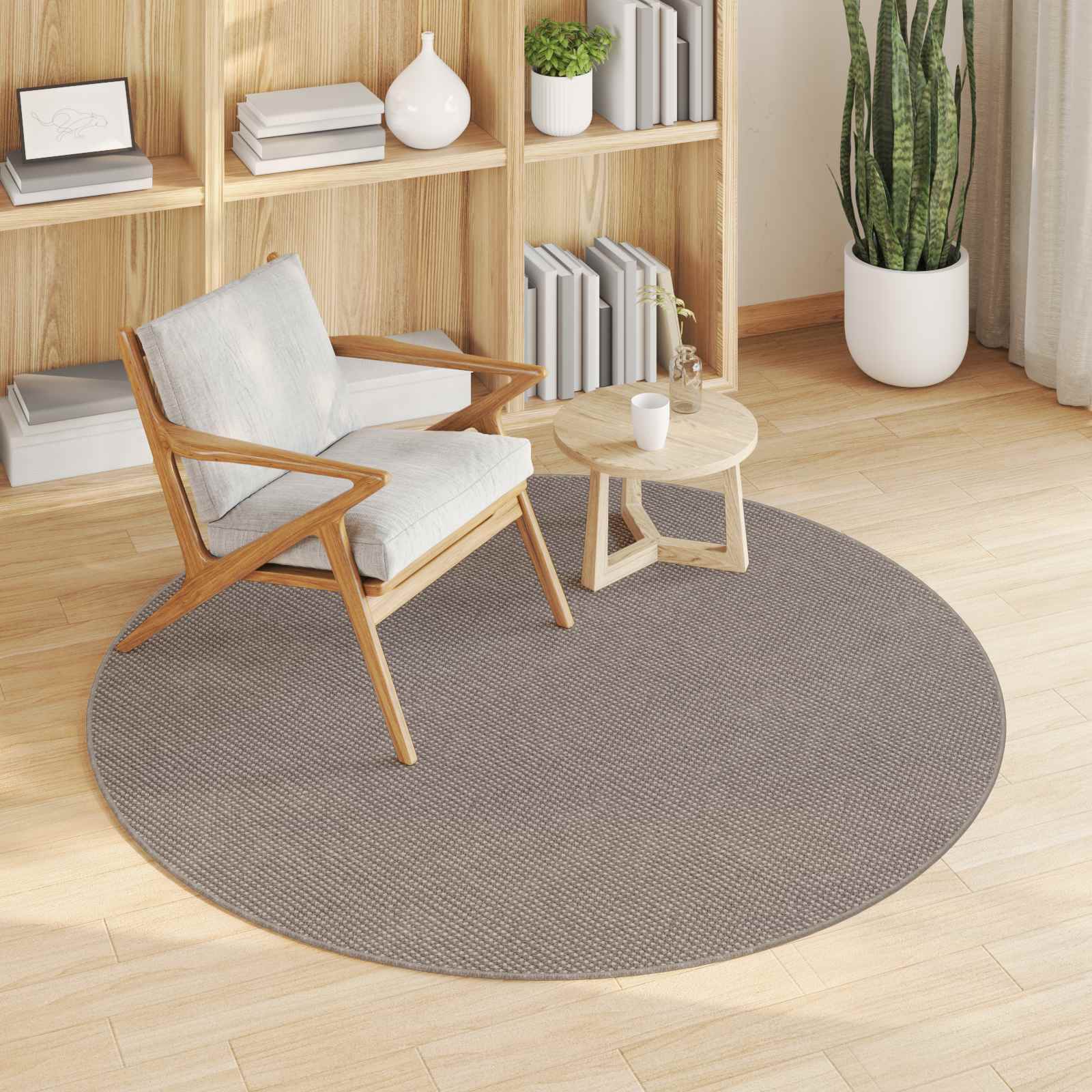 vidaXL Χαλί εσωτερικού χώρου LUGO Κρέμα και Ταπεί Ø 160 cm Πολυεστέρας - Image 3