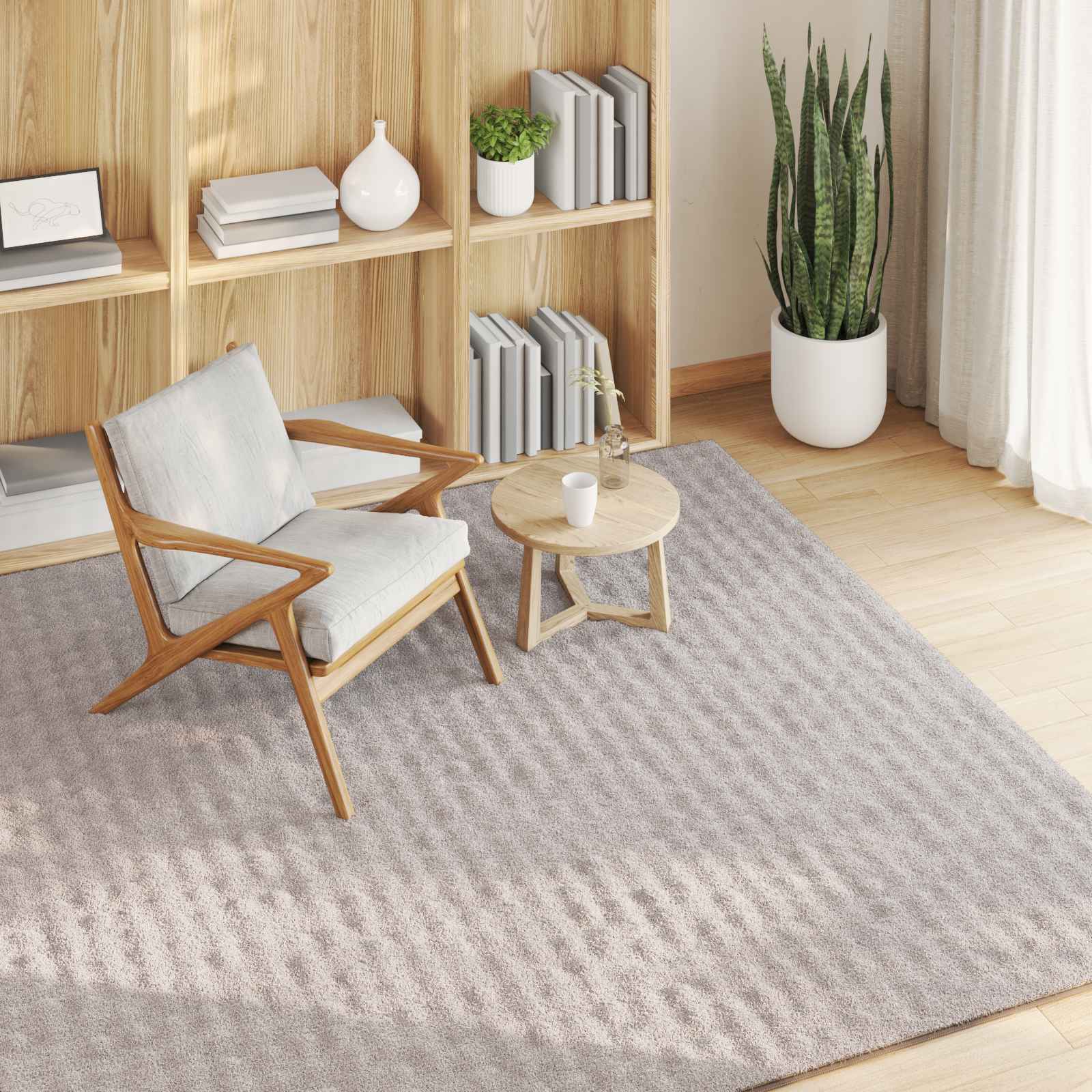 vidaXL Χαλιά χώρου τετράγωνο SIROLO Άμμος 120 x 120 cm Πολυεστέρας - Image 3