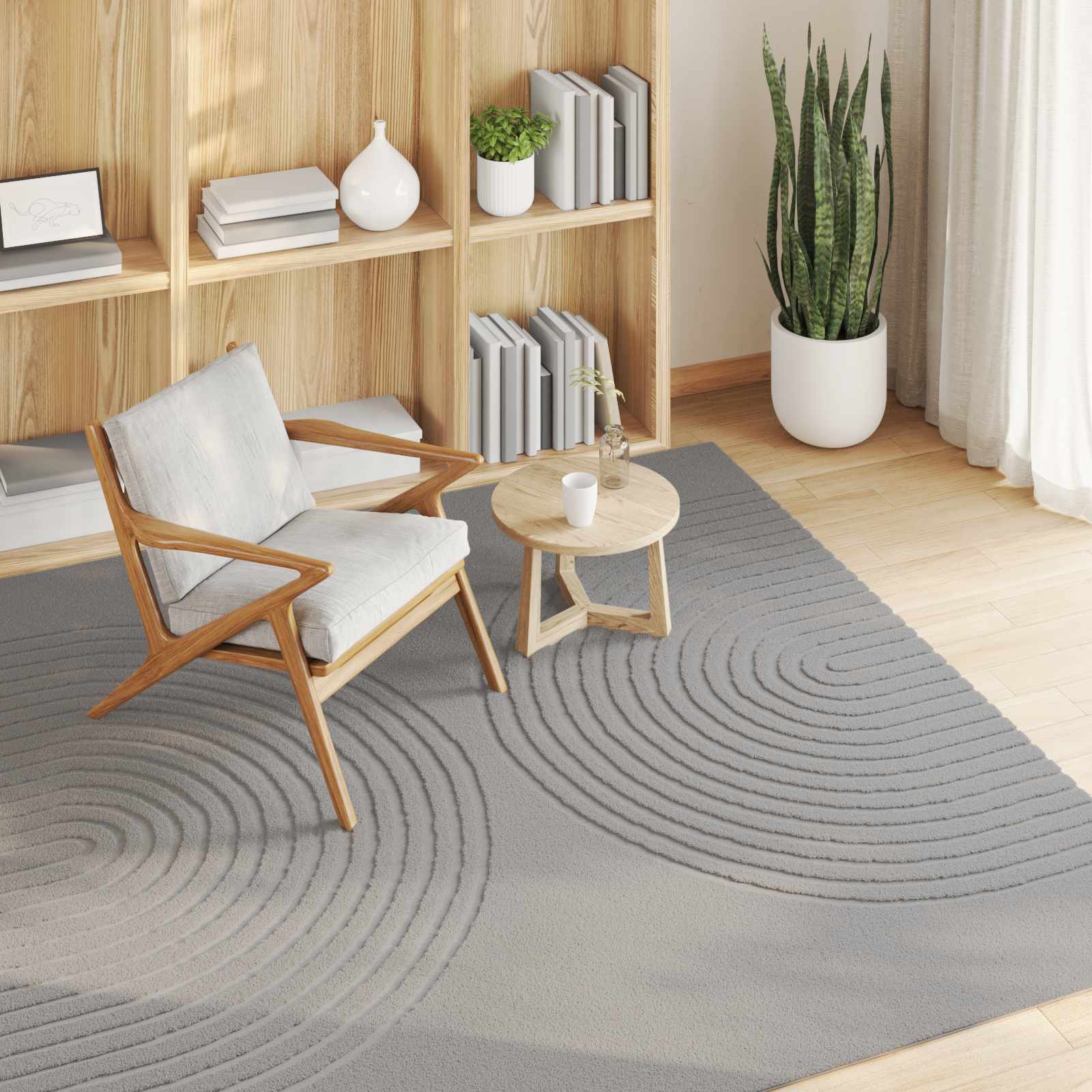 vidaXL Χαλί εσωτερικού χώρου GALATI Γκρι 120 x 120 cm Πολυεστέρας - Image 3