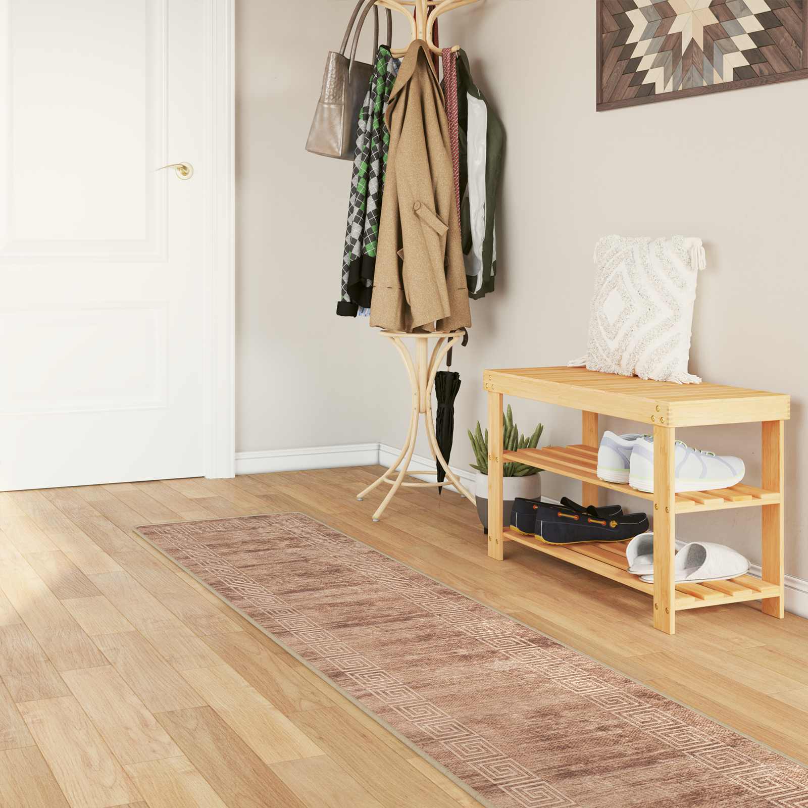 vidaXL Χαλί Runner MARSA Μπεζ και χρυσό 50 x 400 εκ. Πολυέστερ και PVC
