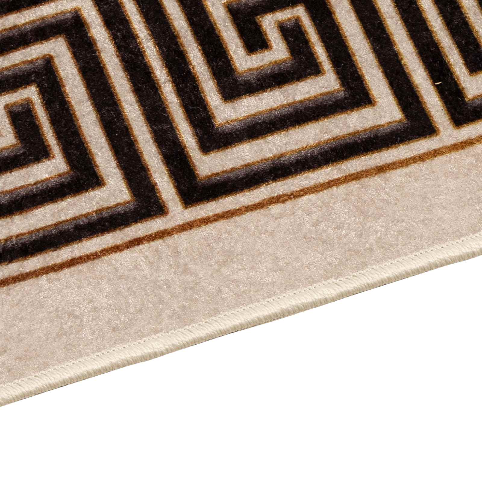 vidaXL Χαλί Runner MARSA Μπεζ και Μαύρο 80 x 250 cm Πολυέστερ και PVC - Image 3