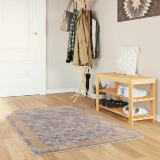 vidaXL Χαλί Runner MARSA Γκρι και Χρυσό 100 x 150 cm Πολυέστερ και PVC