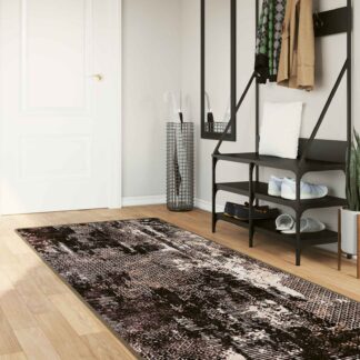 vidaXL Χαλί Runner MARSA Μαύρο και Λευκό 80 x 250 cm Πολυέστερ και PVC