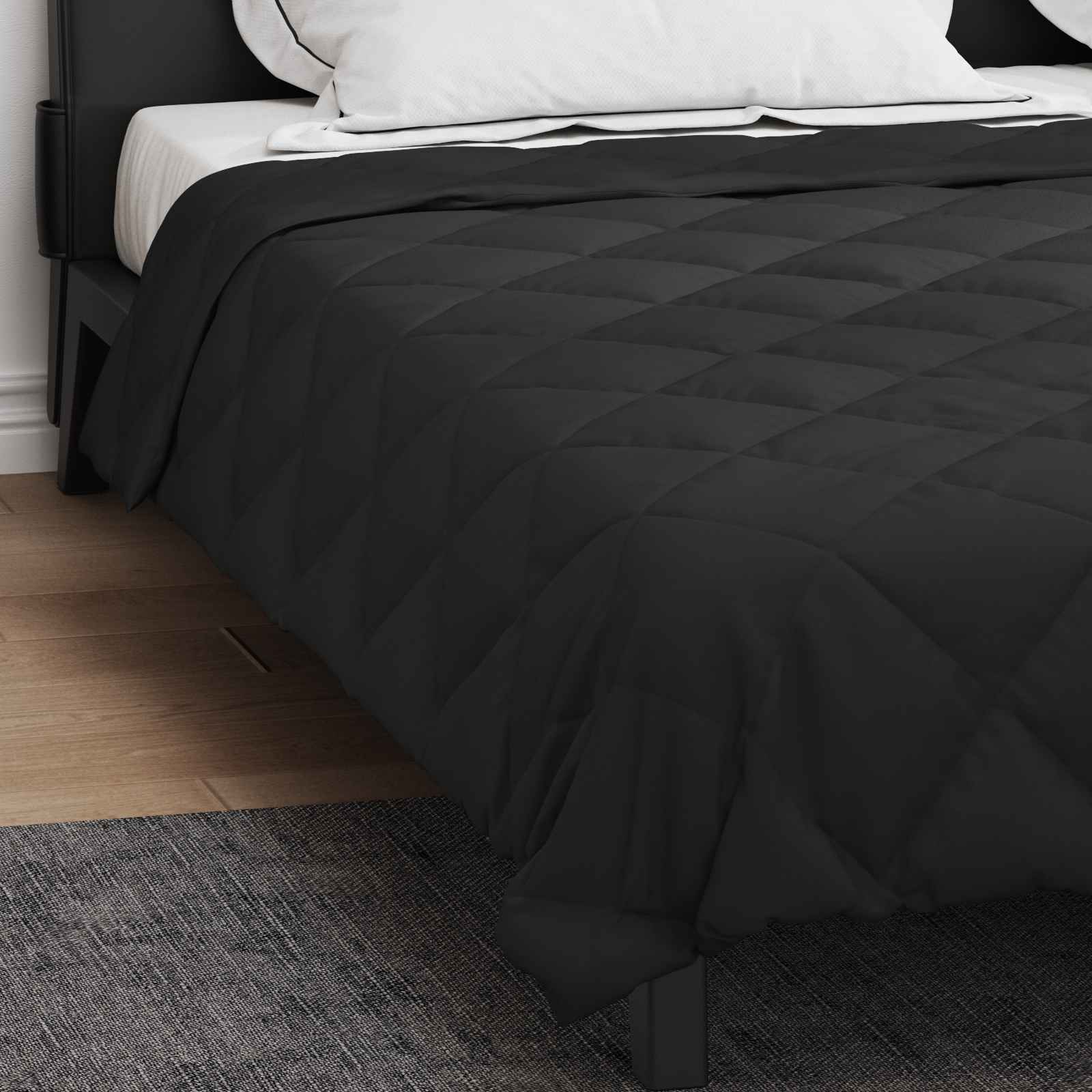 vidaXL Κουβέρτα ολόκληρου του χρόνου Μαύρο 200 x 220 cm Μικροΐνες - Image 4