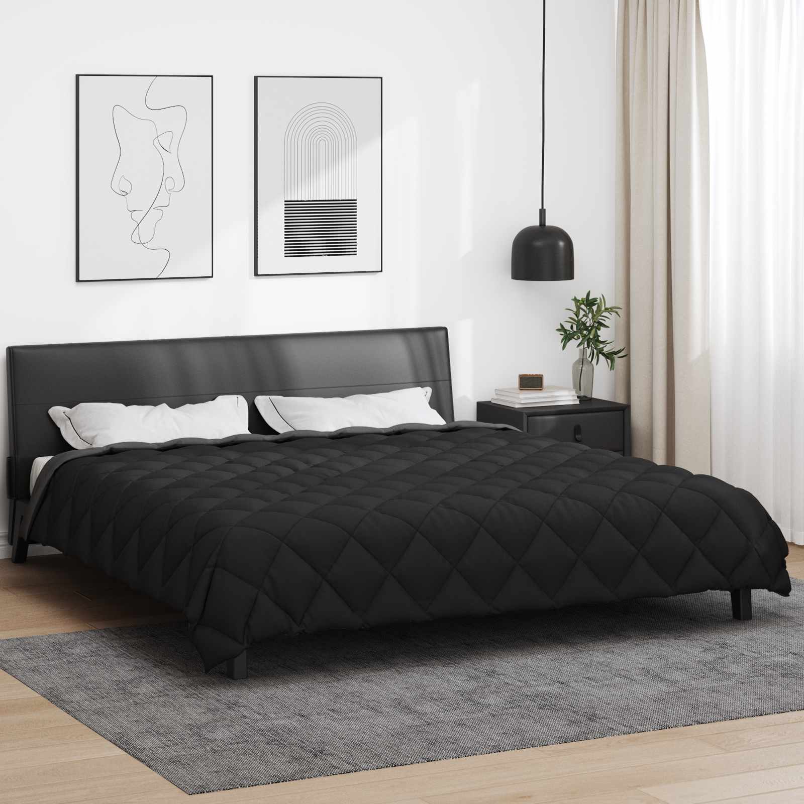 vidaXL Χειμερινό Παπλωματοθήκη 200 x 240 cm 450 gsm Μαύρο και Ανθρακί - Image 4