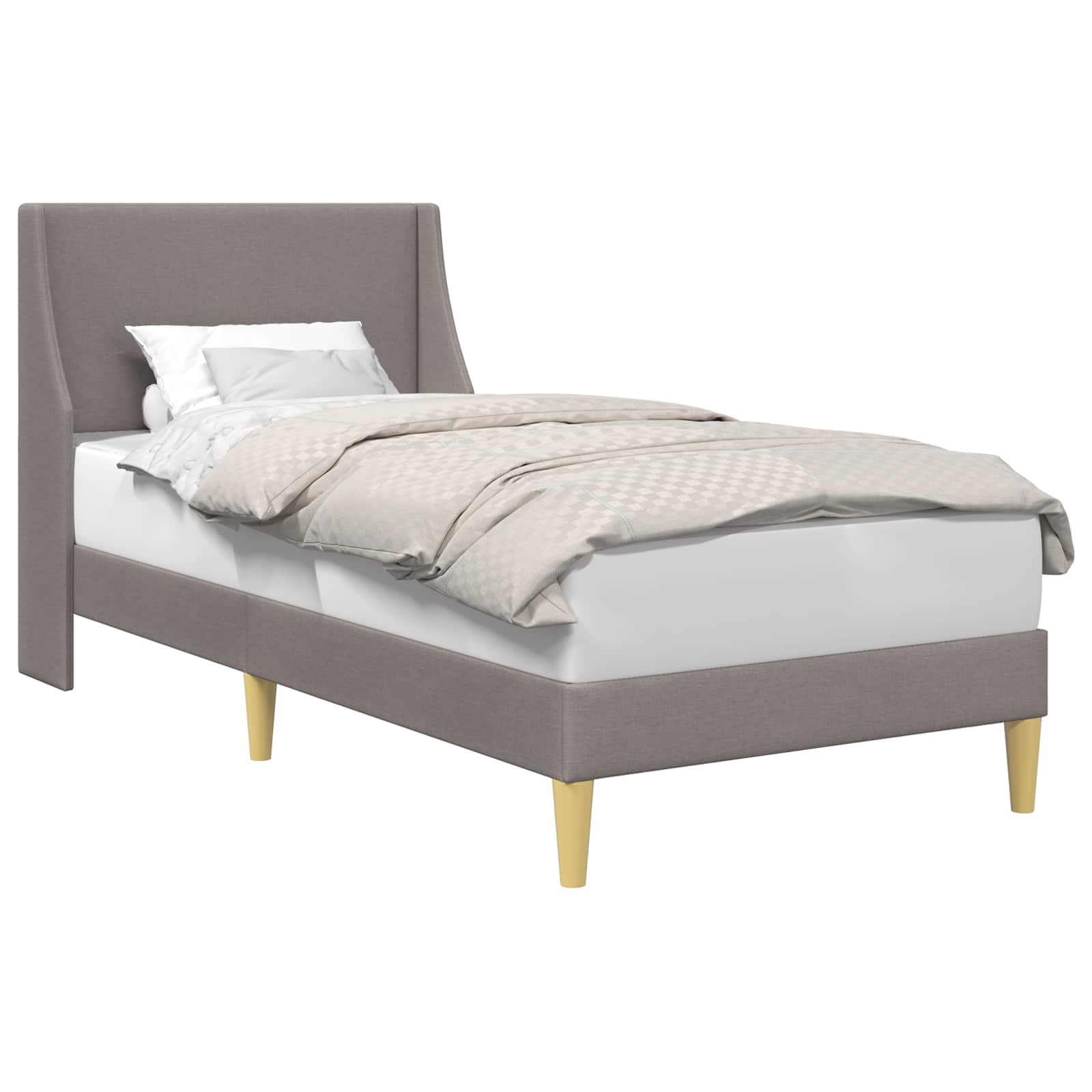 vidaXL Σκελετός Κρεβατιού Μονόχρωμο Taupe 90 x 190 cm ύφασμα - Image 2