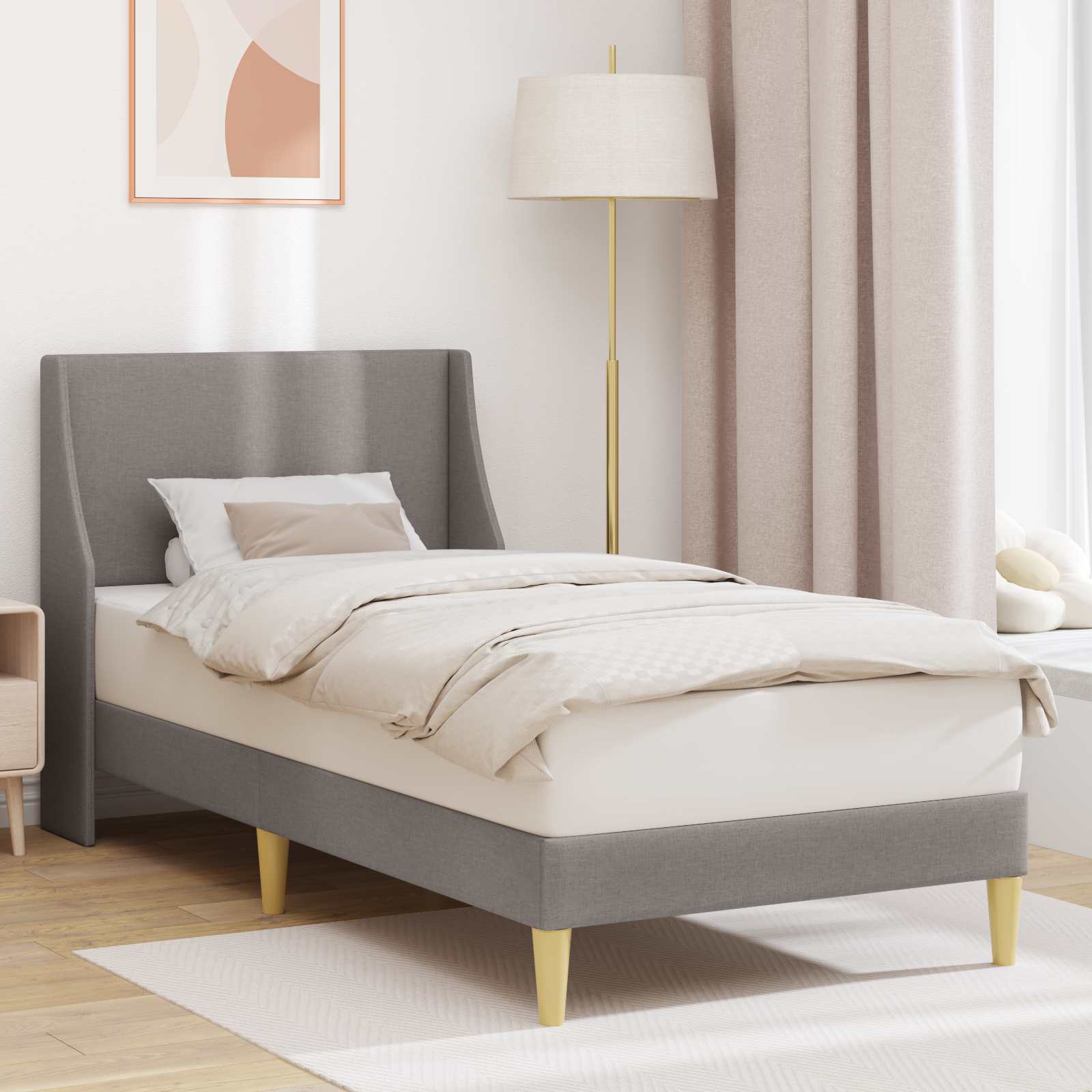 vidaXL Σκελετός Κρεβατιού Μονόχρωμο Taupe 90 x 200 cm ύφασμα