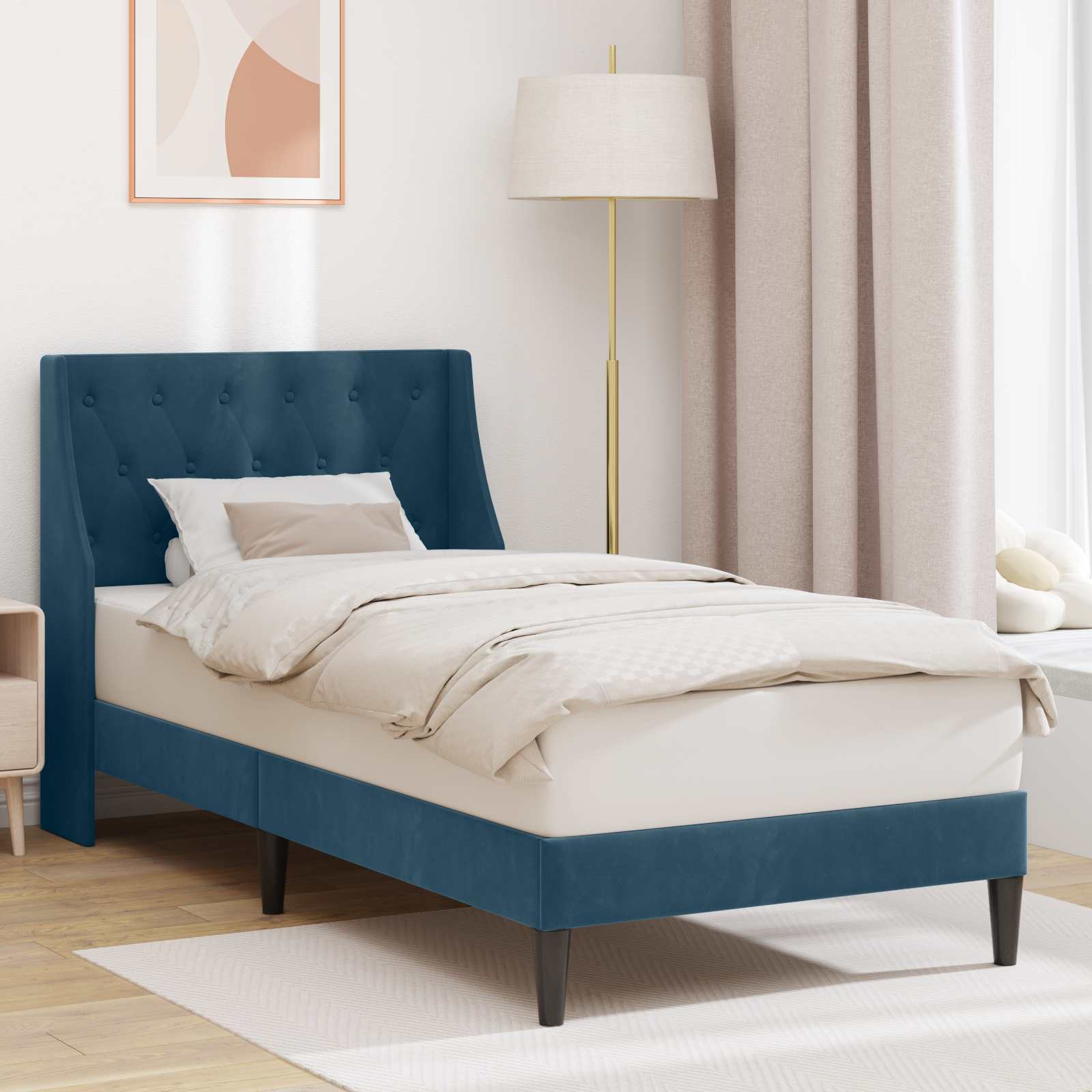 vidaXL Σκελετός Κρεβατιού με κεφαλάρι Μπλε 80 x 200 cm Βελούδο
