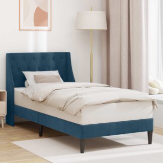 vidaXL Σκελετός Κρεβατιού με κεφαλάρι Μπλε 100 x 200 cm Βελούδο