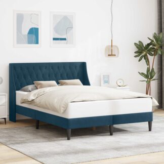 vidaXL Σκελετός Κρεβατιού με κεφαλάρι Μπλε 120 x 200 cm Βελούδο