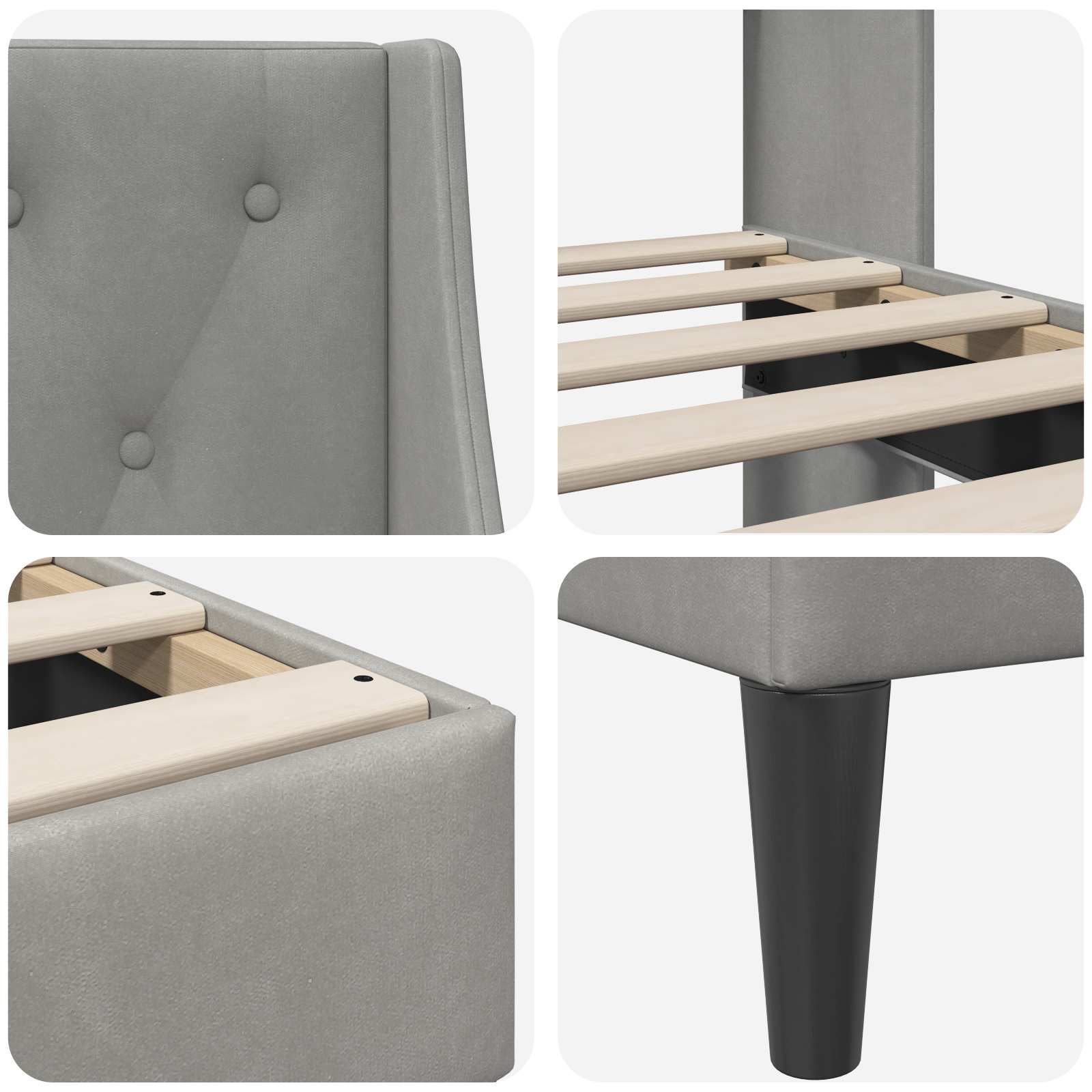 vidaXL Σκελετός Κρεβατιού Ανοιχτό γκρι 140 x 190 cm Βελούδο - Image 7