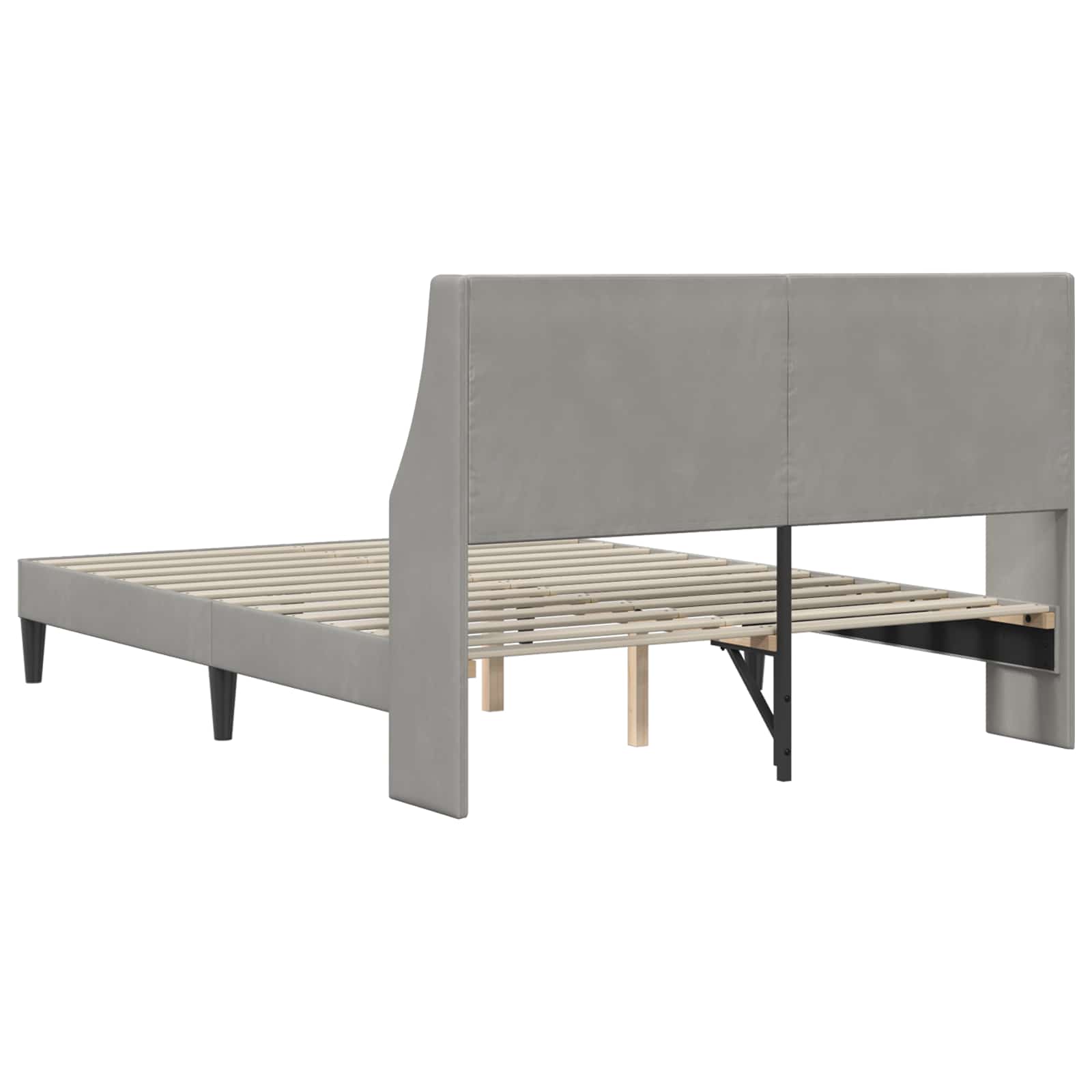 vidaXL Σκελετός Κρεβατιού Ανοιχτό γκρι 140 x 190 cm Βελούδο - Image 6