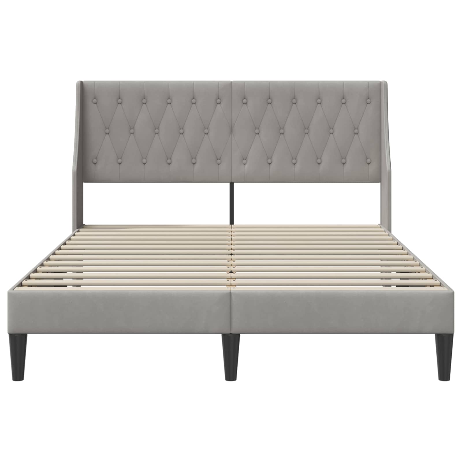vidaXL Σκελετός Κρεβατιού Ανοιχτό γκρι 140 x 190 cm Βελούδο - Image 4