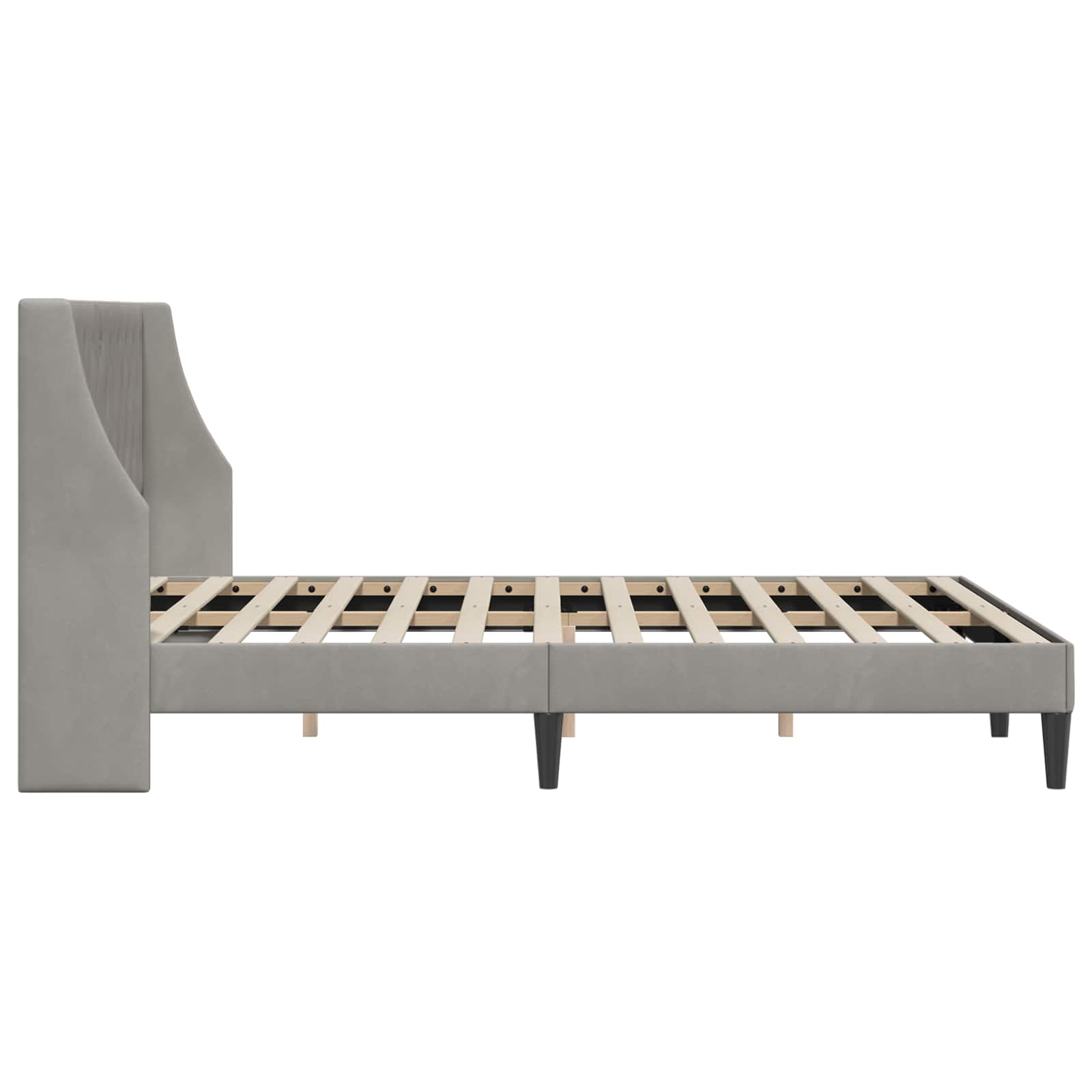 vidaXL Σκελετός Κρεβατιού Ανοιχτό γκρι 140 x 190 cm Βελούδο - Image 5