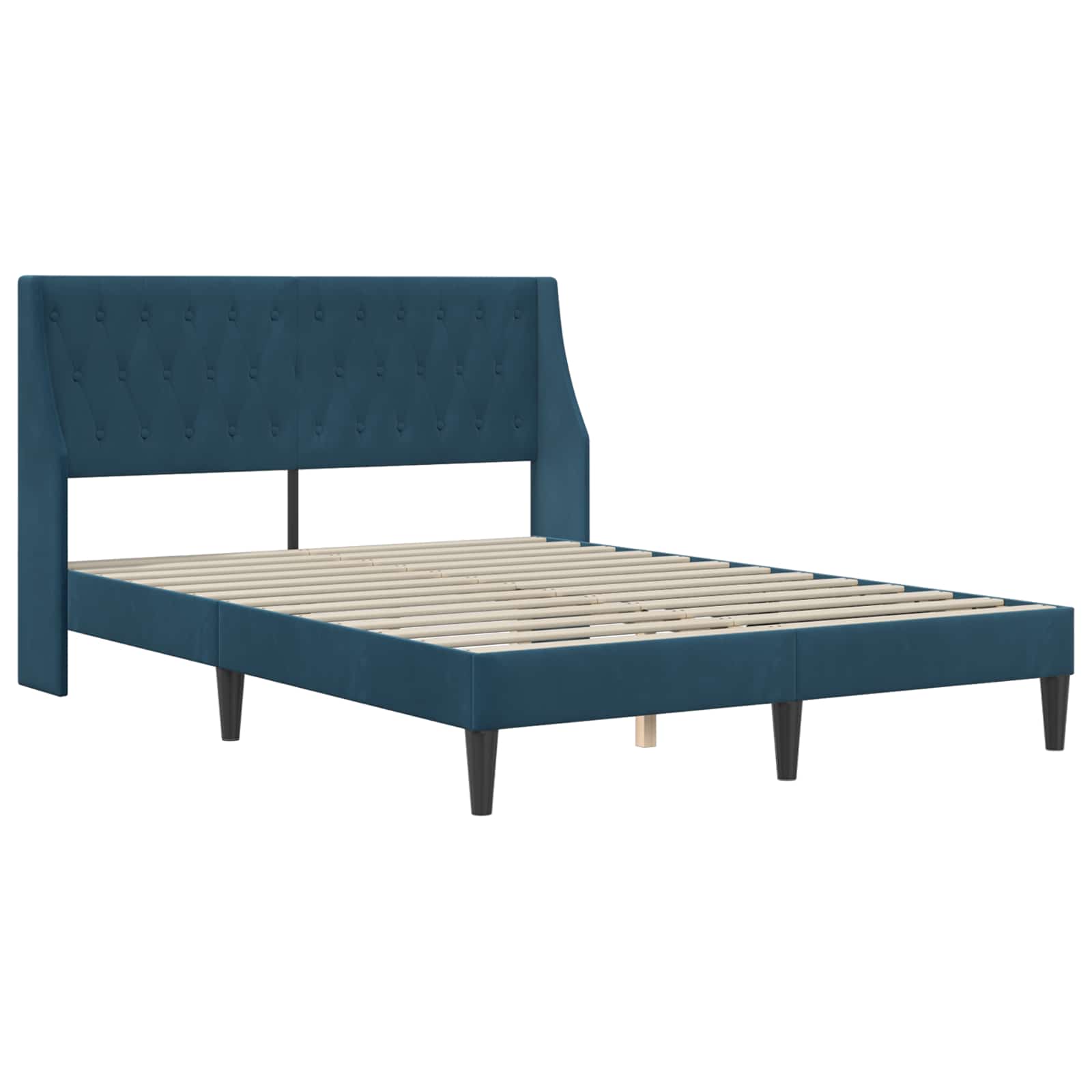 vidaXL Σκελετός Κρεβατιού με κεφαλάρι Μπλε 140 x 190 cm Βελούδο - Image 3