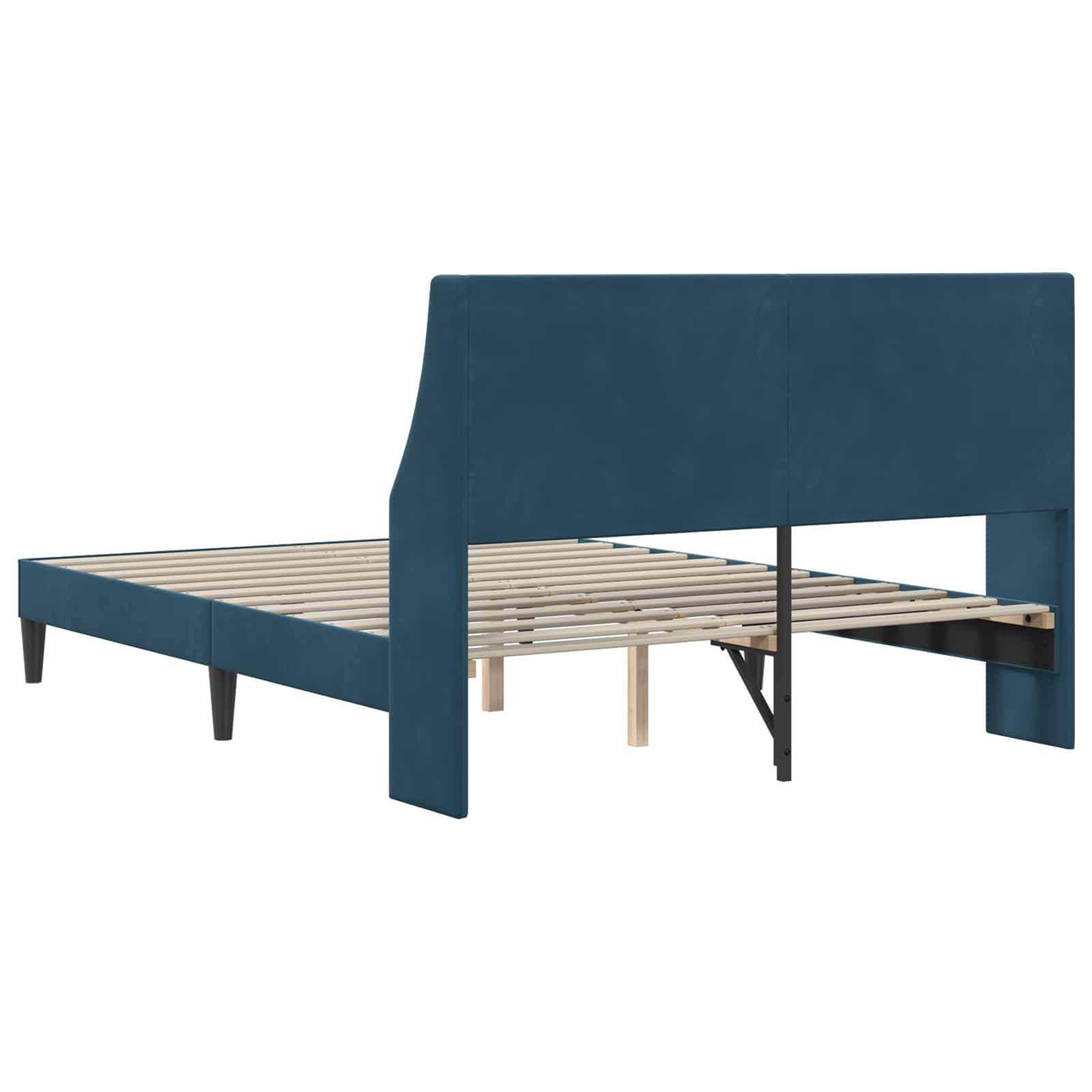 vidaXL Σκελετός Κρεβατιού με κεφαλάρι Μπλε 140 x 190 cm Βελούδο - Image 6