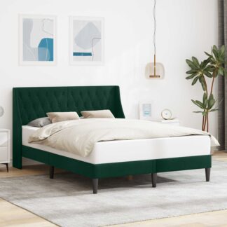 vidaXL Σκελετός Κρεβατιού Σκούρο Πράσινο 160 x 200 cm Βελούδο