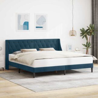 vidaXL Σκελετός Κρεβατιού με κεφαλάρι Μπλε 180 x 200 cm Βελούδο