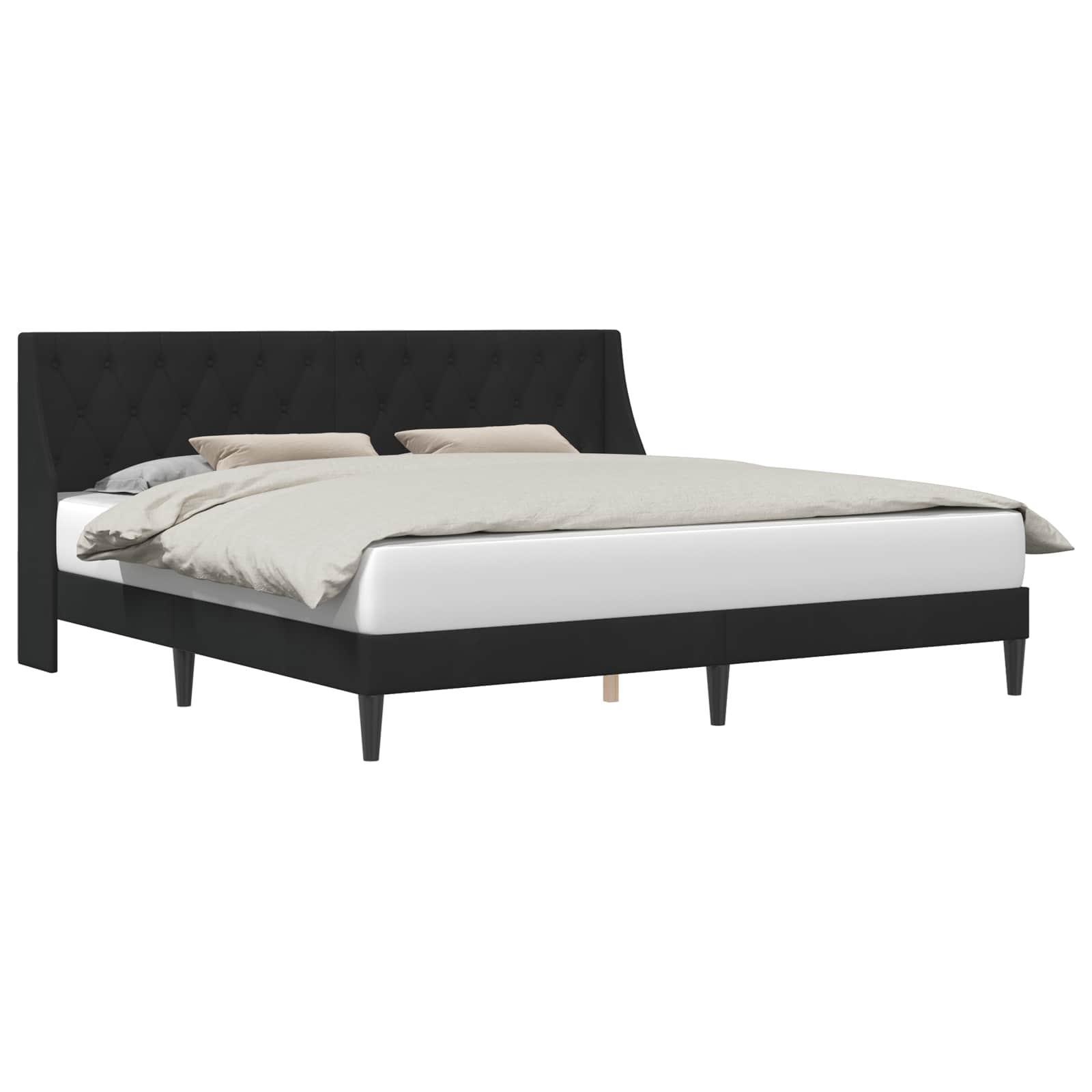 vidaXL Σκελετός Κρεβατιού με κεφαλάρι Μαύρο 200 x 200 cm Βελούδο - Image 2