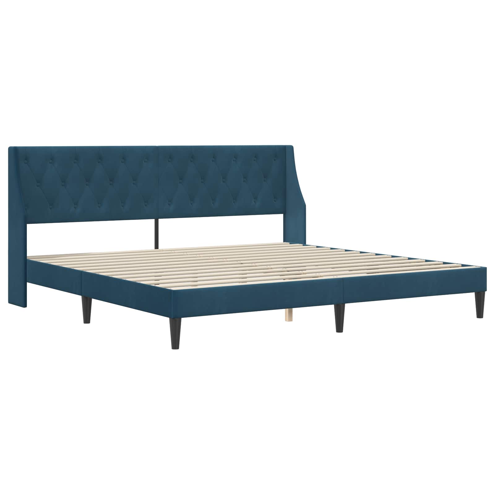 vidaXL Σκελετός Κρεβατιού με κεφαλάρι Μπλε 200 x 200 cm Βελούδο - Image 3