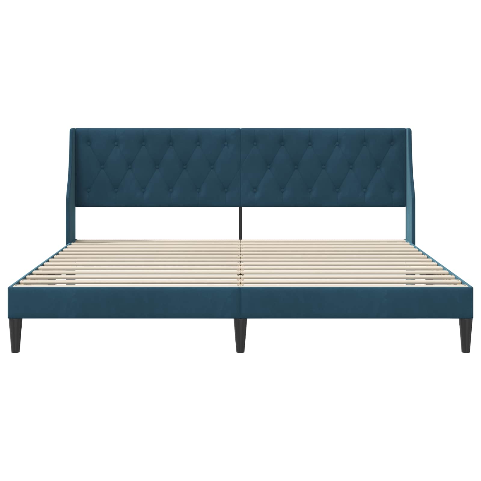 vidaXL Σκελετός Κρεβατιού με κεφαλάρι Μπλε 200 x 200 cm Βελούδο - Image 4