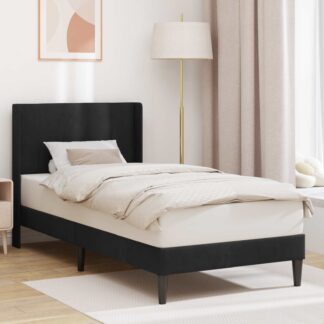 vidaXL Σκελετός Κρεβατιού με κεφαλάρι Μαύρο 90 x 190 cm Βελούδο