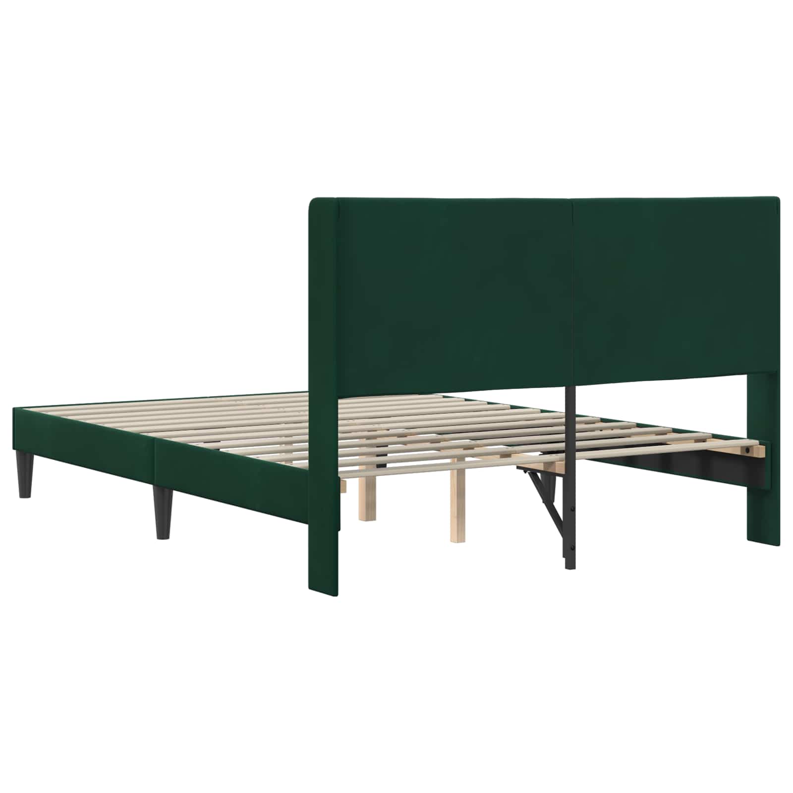 vidaXL Σκελετός Κρεβατιού Σκούρο Πράσινο 120 x 190 cm Βελούδο - Image 6