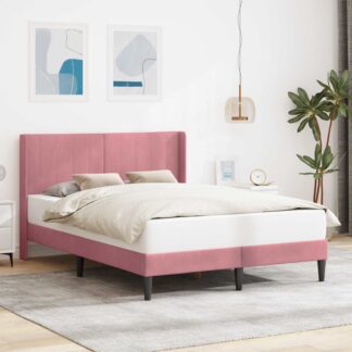 vidaXL Σκελετός Κρεβατιού με κεφαλάρι Ροζ 140 x 190 cm Βελούδο