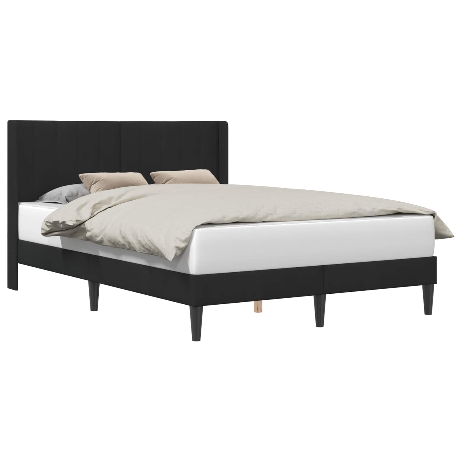 vidaXL Σκελετός Κρεβατιού με κεφαλάρι Μαύρο 140 x 190 cm Βελούδο - Image 2