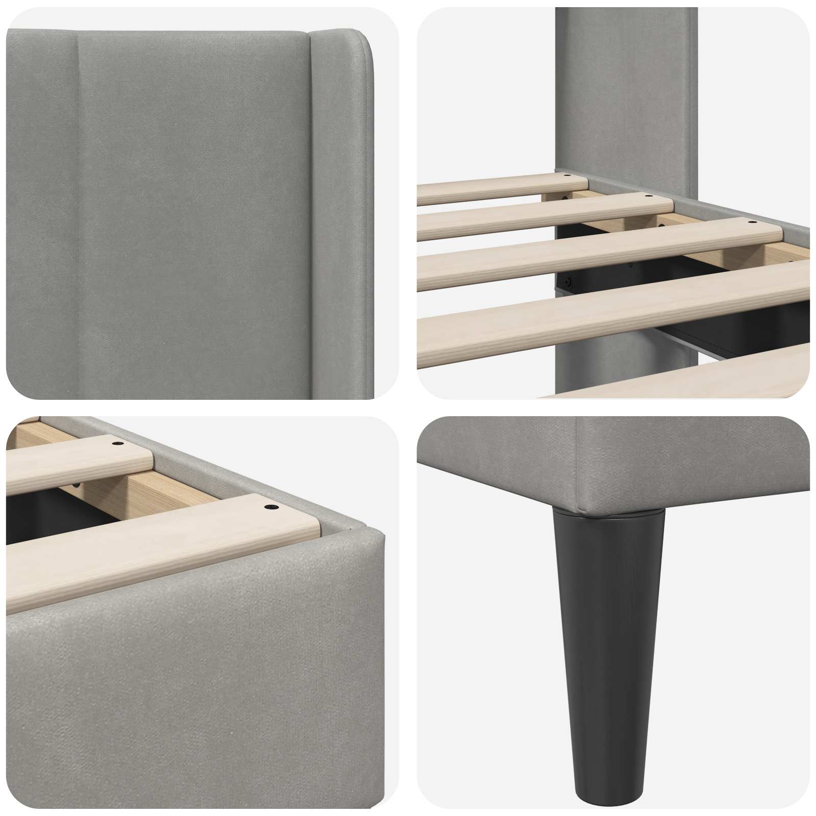 vidaXL Σκελετός Κρεβατιού Ανοιχτό γκρι 140 x 200 cm Βελούδο - Image 7