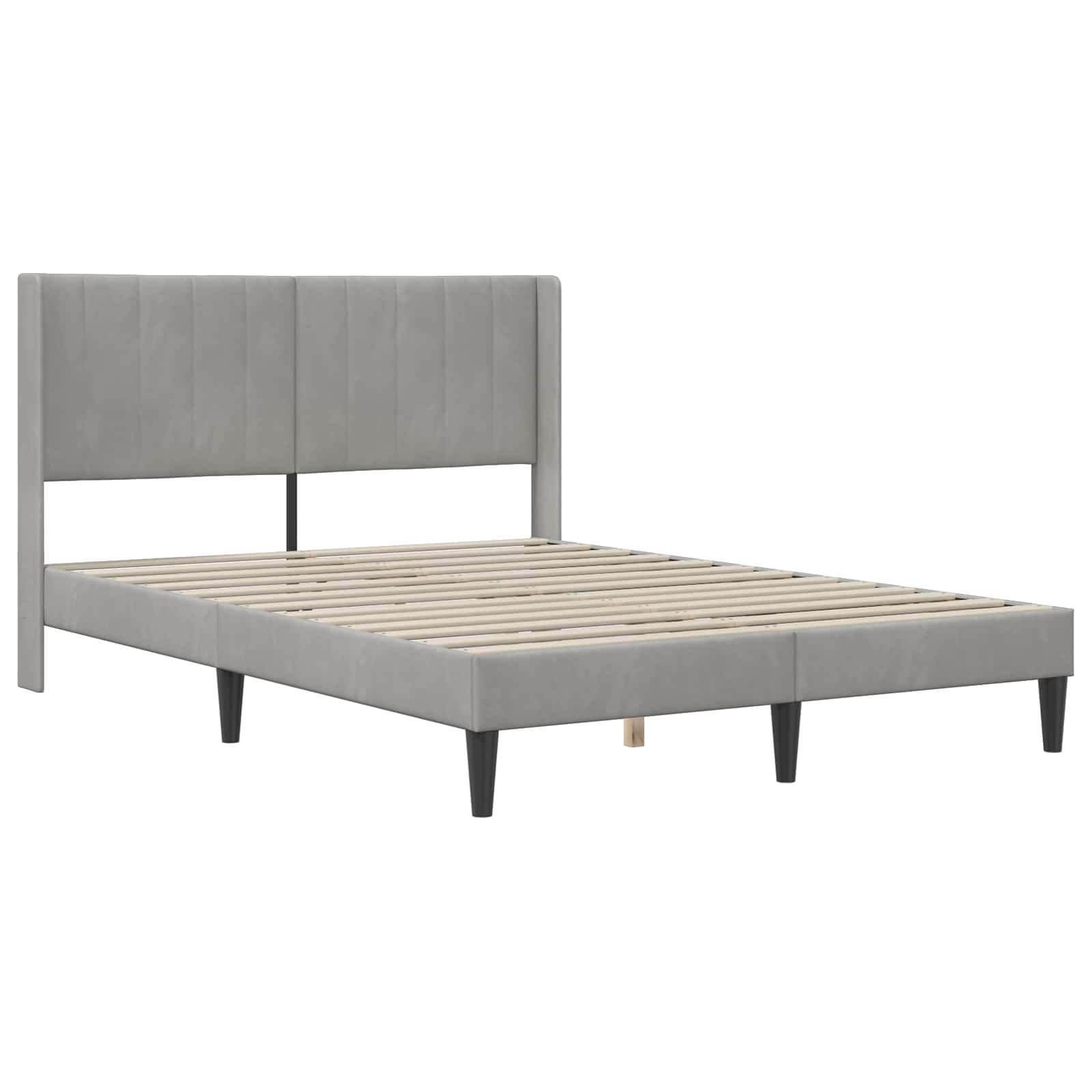 vidaXL Σκελετός Κρεβατιού Ανοιχτό γκρι 140 x 200 cm Βελούδο - Image 3