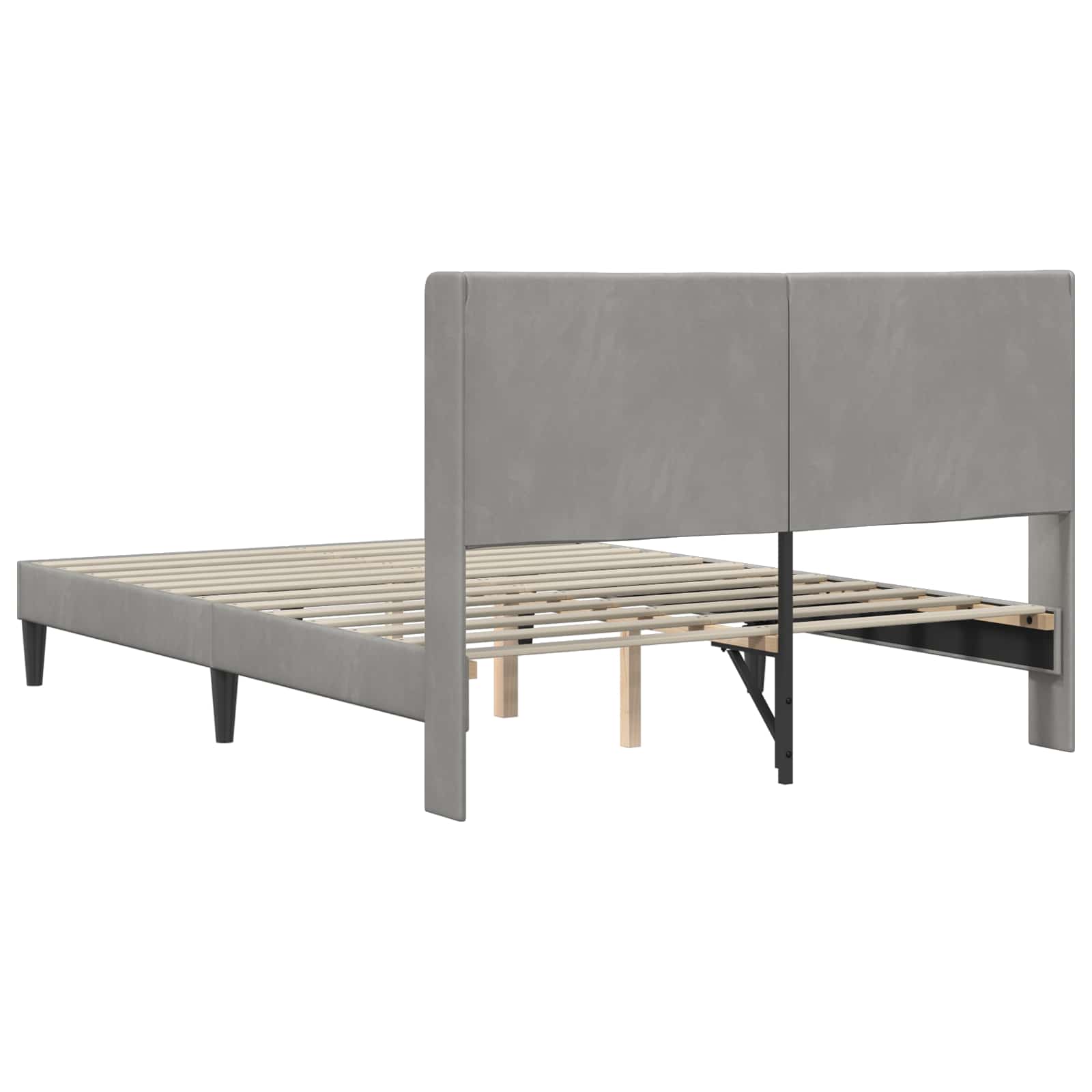 vidaXL Σκελετός Κρεβατιού Ανοιχτό γκρι 140 x 200 cm Βελούδο - Image 6