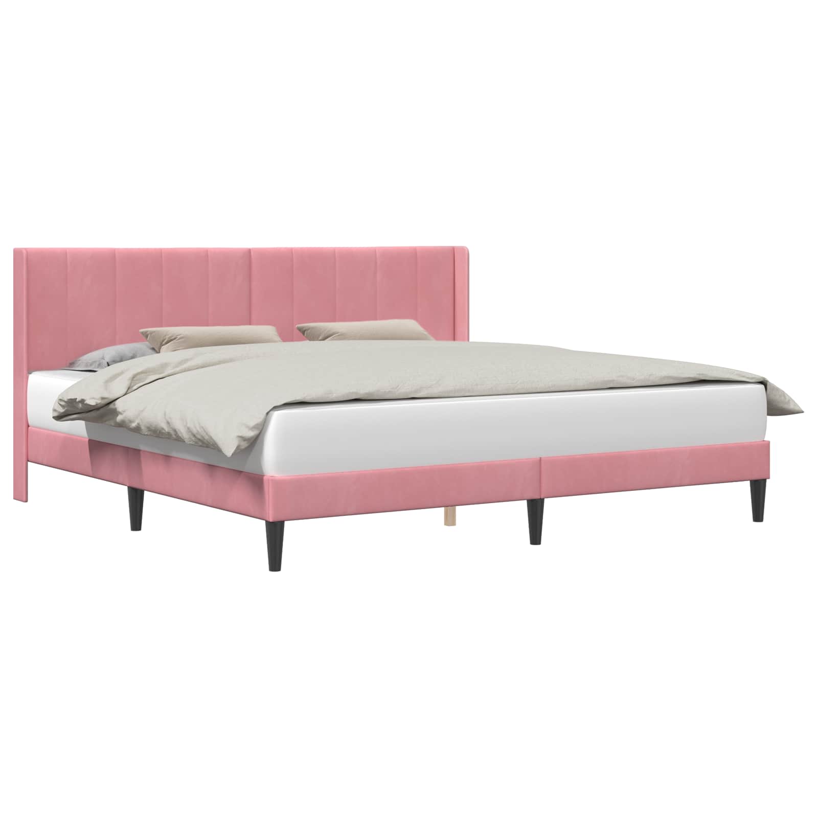 vidaXL Σκελετός Κρεβατιού με κεφαλάρι Ροζ 180 x 200 cm Βελούδο - Image 2