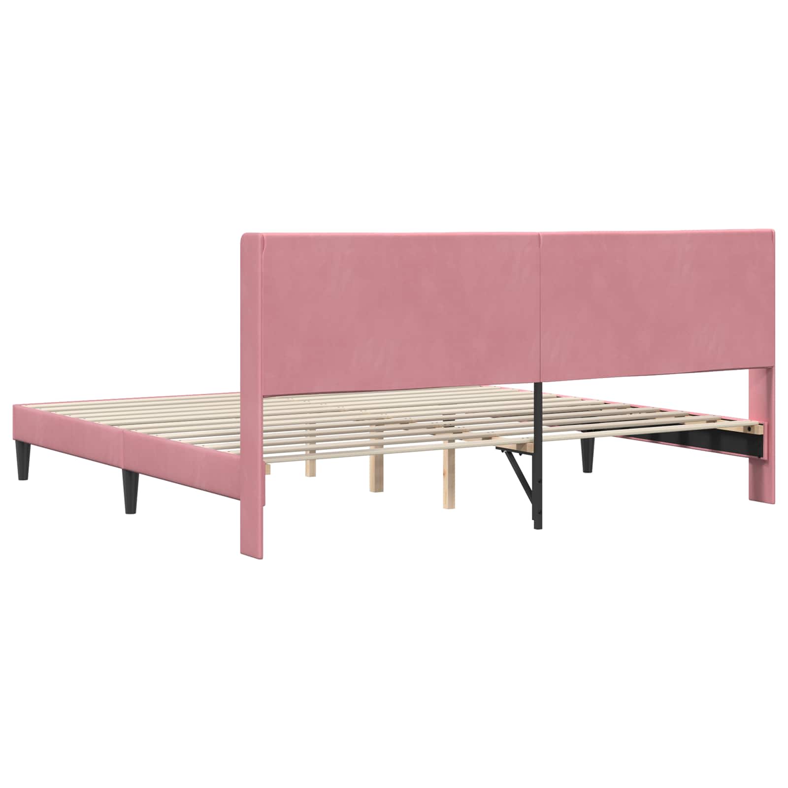 vidaXL Σκελετός Κρεβατιού με κεφαλάρι Ροζ 180 x 200 cm Βελούδο - Image 6