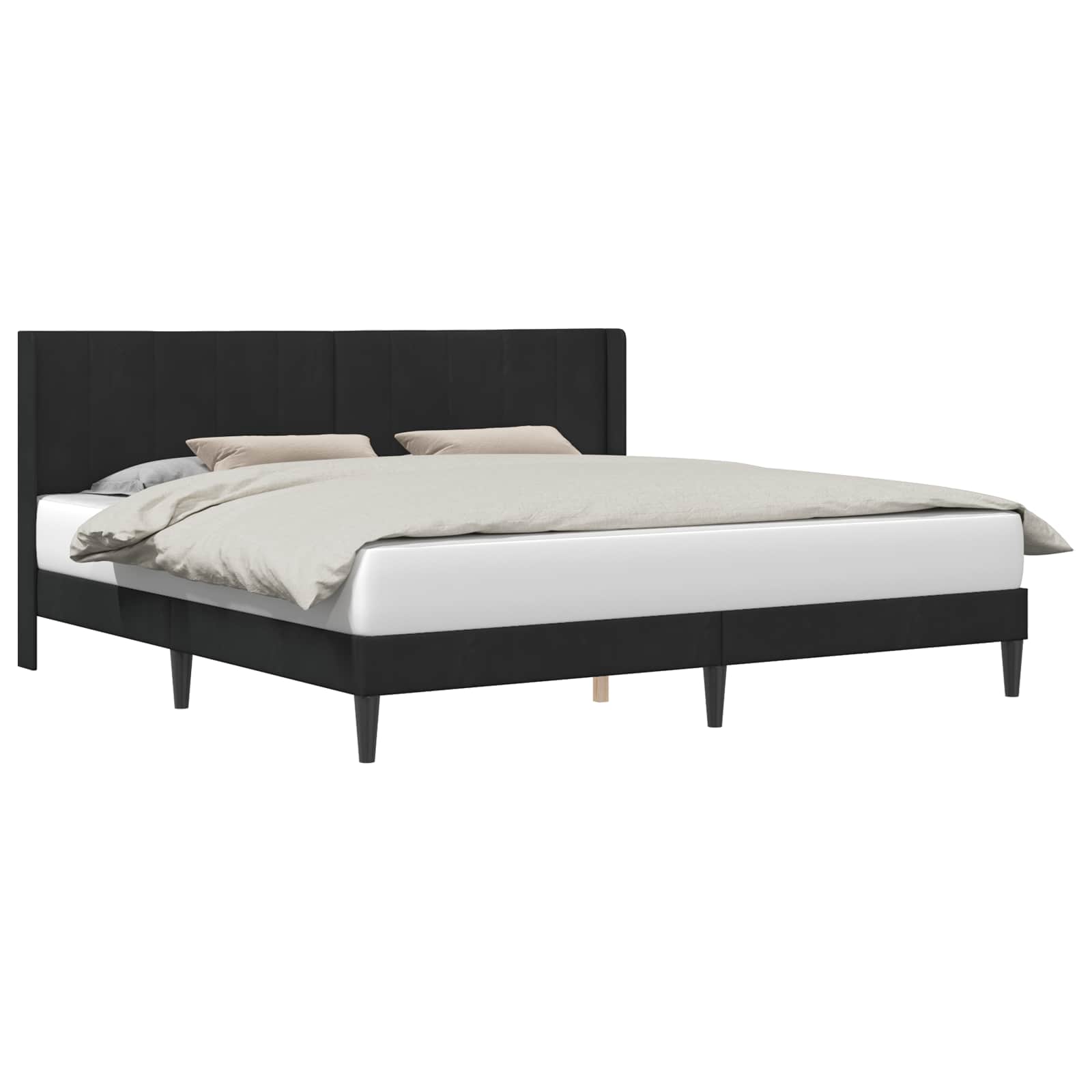 vidaXL Σκελετός Κρεβατιού με κεφαλάρι Μαύρο 180 x 200 cm Βελούδο - Image 2