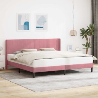 vidaXL Σκελετός Κρεβατιού με κεφαλάρι Ροζ 200 x 200 cm Βελούδο