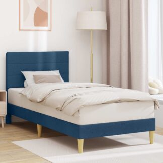 vidaXL Σκελετός Κρεβατιού με κεφαλάρι Μπλε 90 x 190 cm Ύφασμα