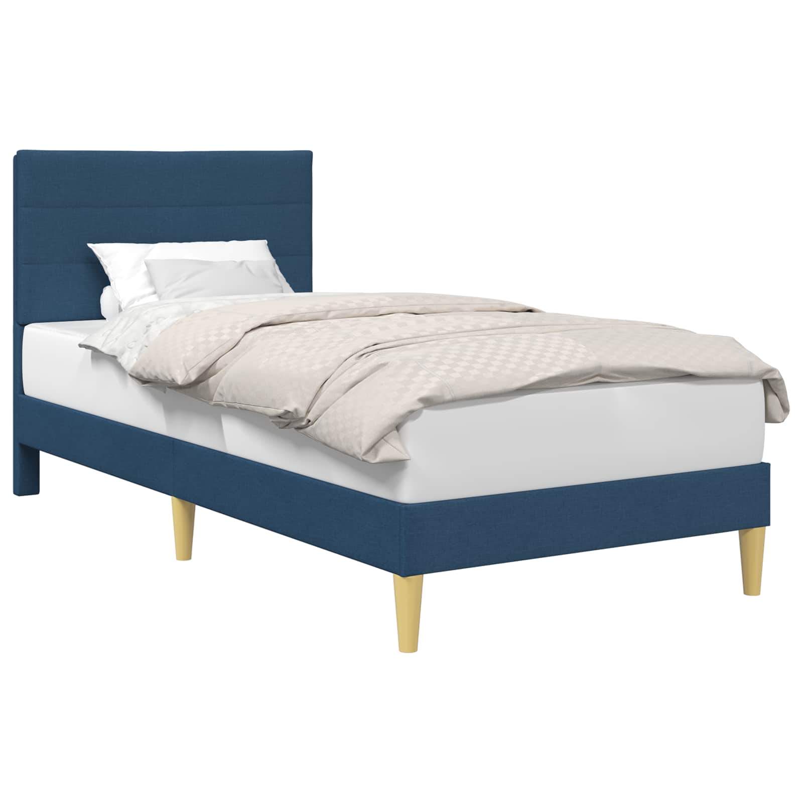 vidaXL Σκελετός Κρεβατιού με κεφαλάρι Μπλε 90 x 190 cm Ύφασμα - Image 2