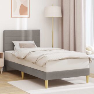 vidaXL Σκελετός Κρεβατιού με κεφαλάρι Taupe 90 x 200 cm Ύφασμα