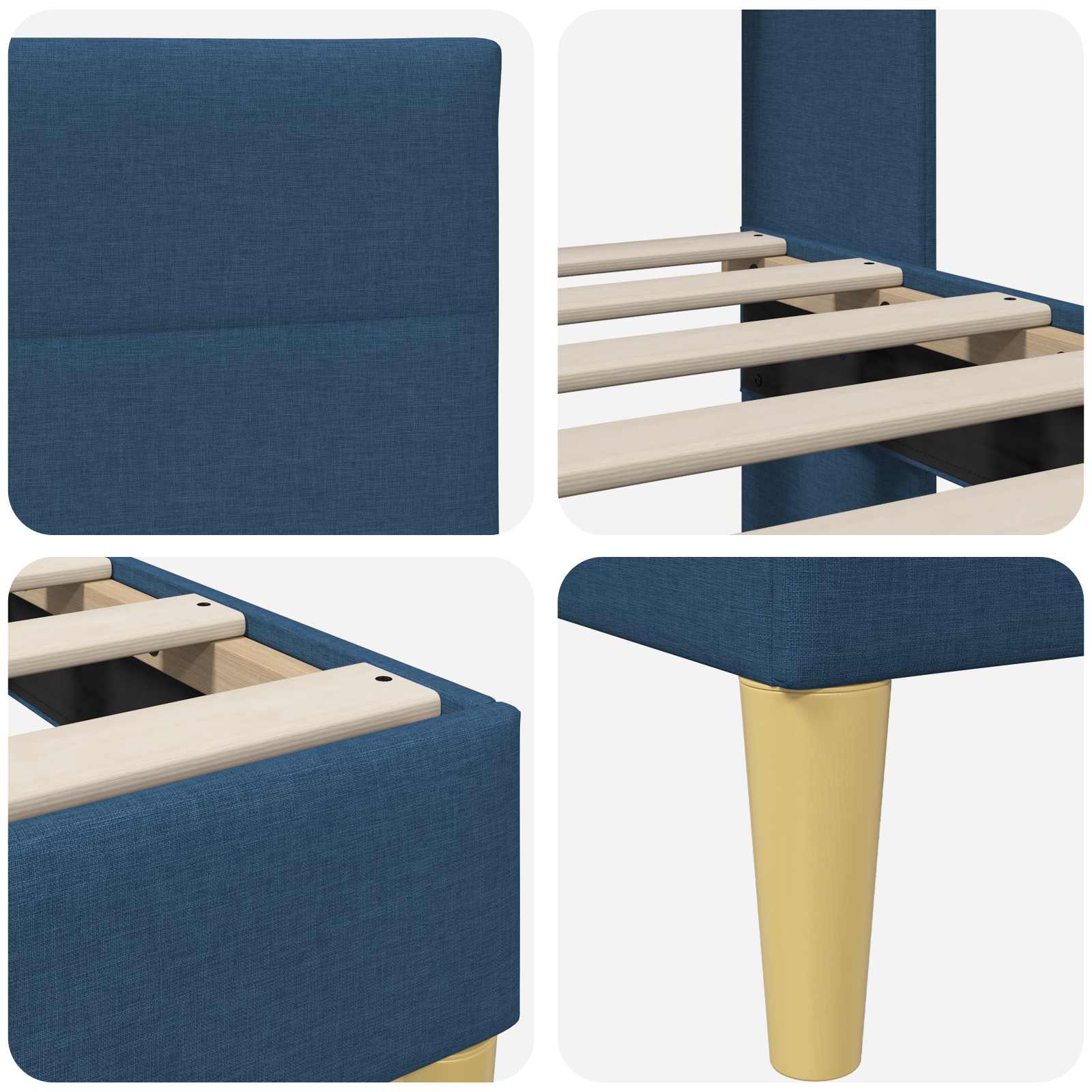 vidaXL Σκελετός Κρεβατιού με κεφαλάρι Μπλε 120 x 190 cm Ύφασμα - Image 7